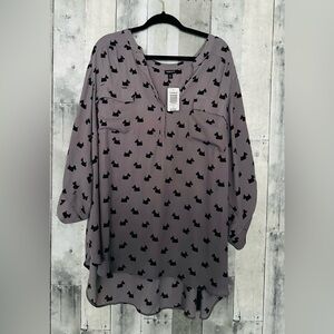 Torrid Harper Womens Gray Scottie Dog Georgette Blouse Size 6X Top